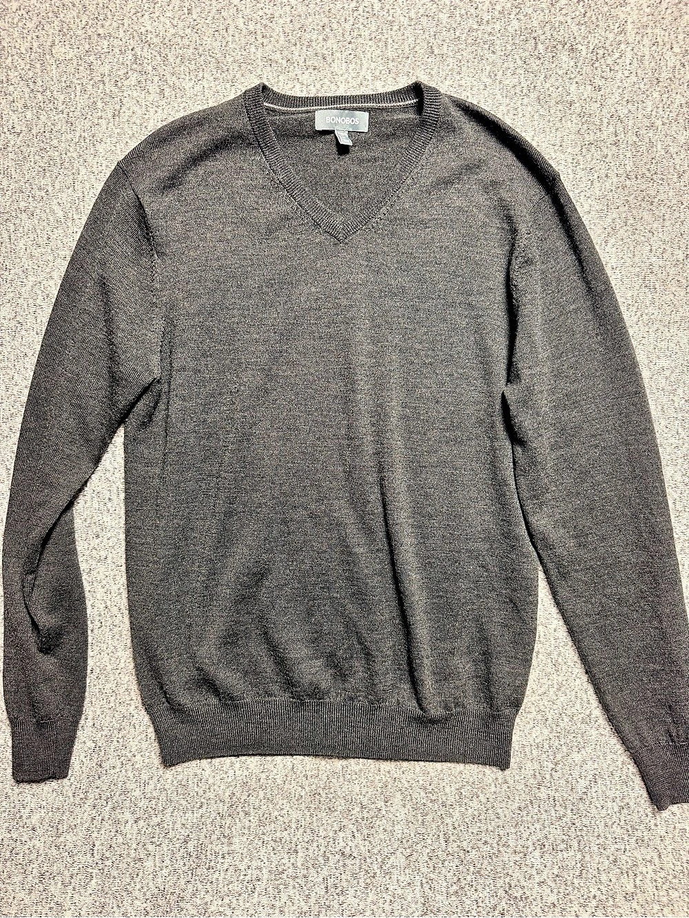 Bonobos Washable Merino V-Neck Sweater Men's Gray Medium